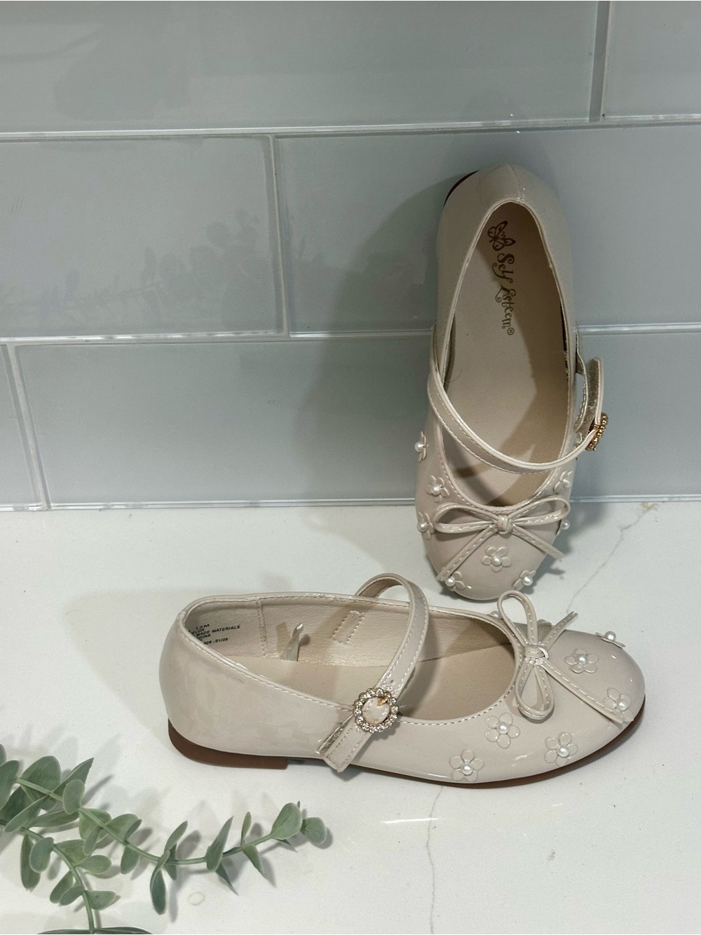 Brand New SELF ESTEEM Shoe for Toddler Girls Size 12  Baige ballet flats Bow